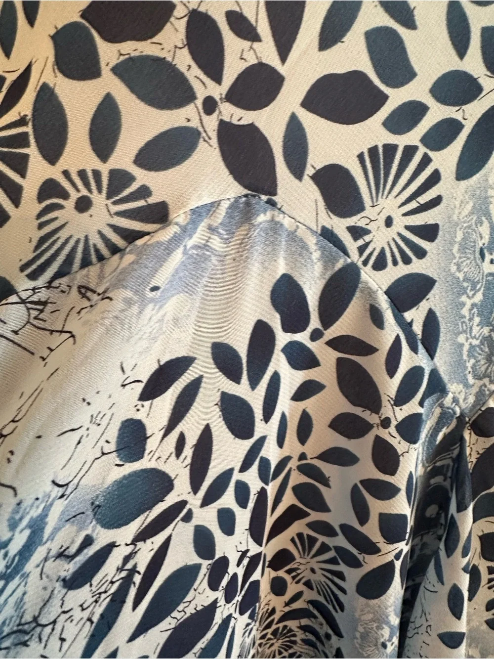 Newsworthy NWT Blue White Georgette Print Flounce Midi Skirt Small